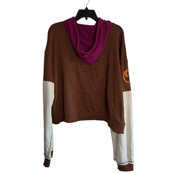 STAR WARS New Distressed Graphic Pull-over Cropped Hoodie Size XXL - Picture 2 of 7